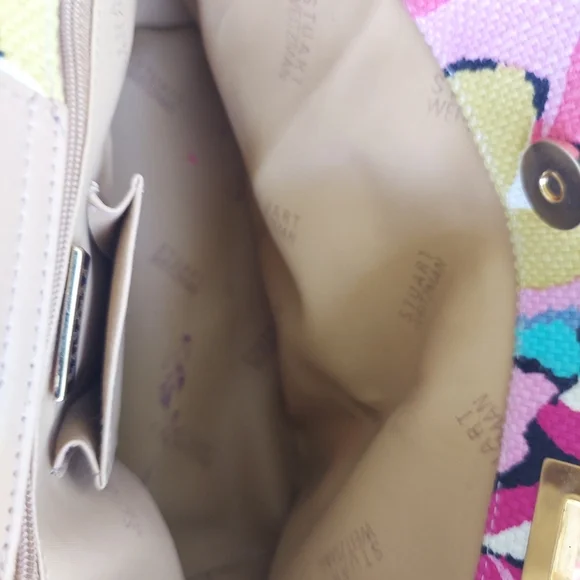 Stuart Weitzman Colorful Patterned Canvas Shoulder Bag Multi-Color - Picture 8 of 9